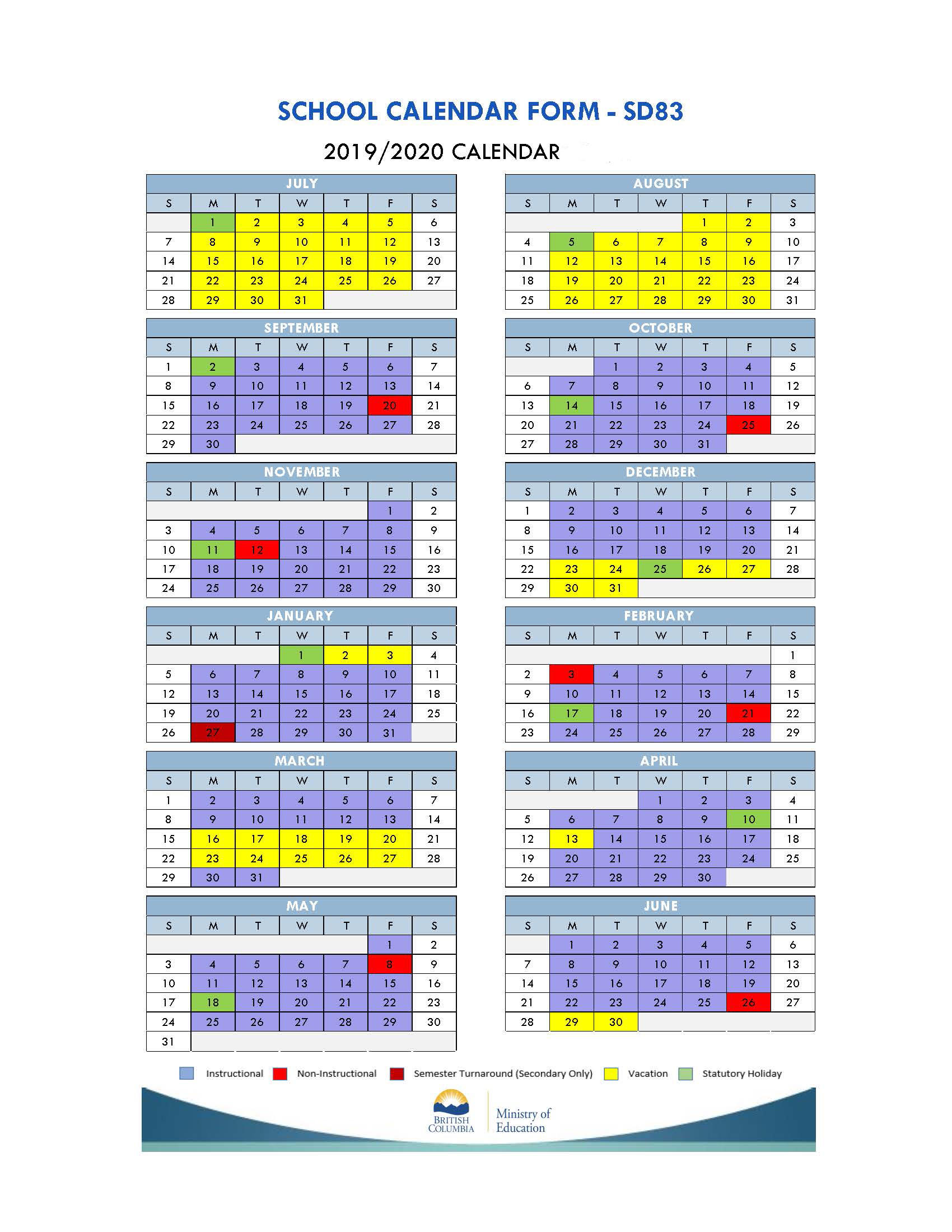 District Calendar set