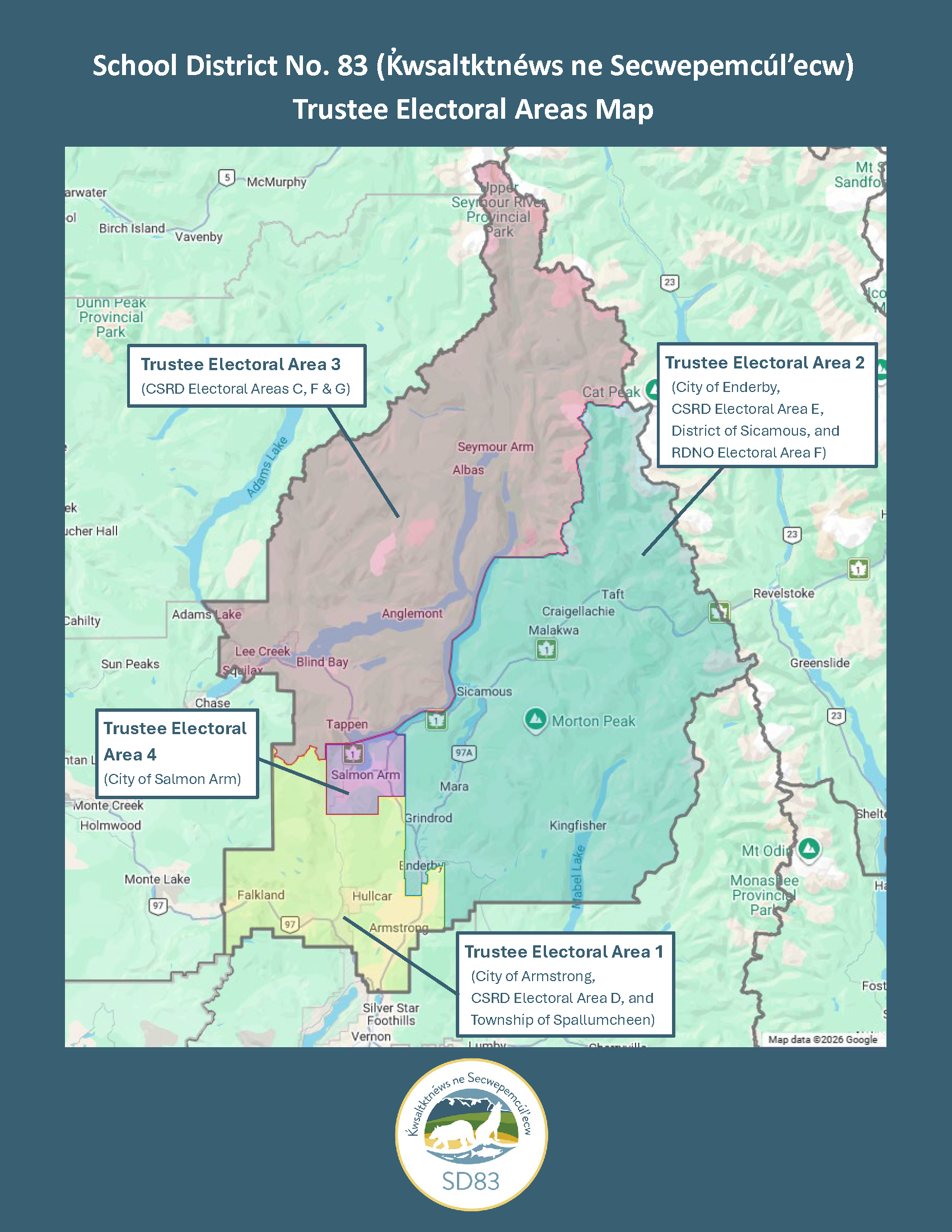 SD83 Trustee Electoral Areas Map