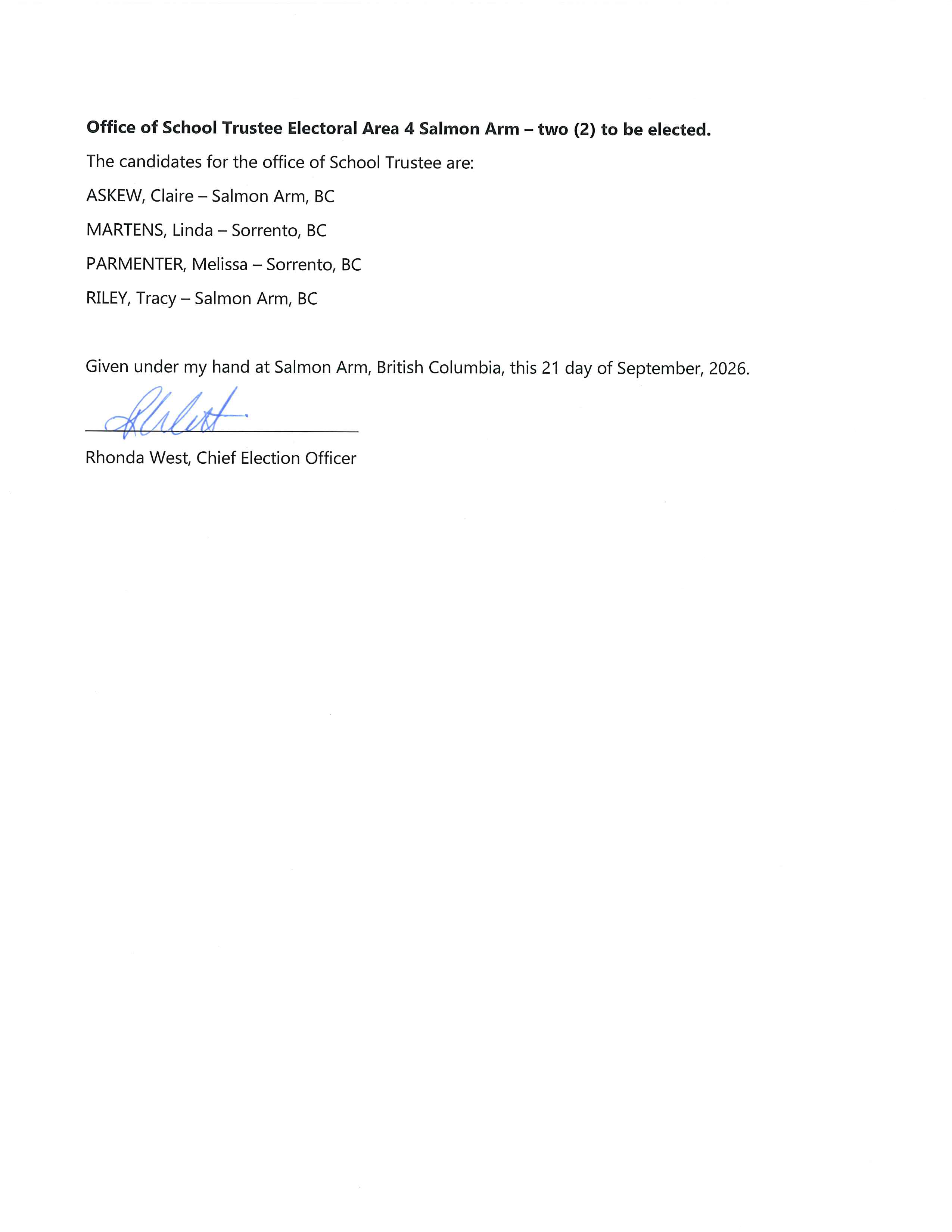 DECLARATION OF ELECTION BY VOTING Page 2
